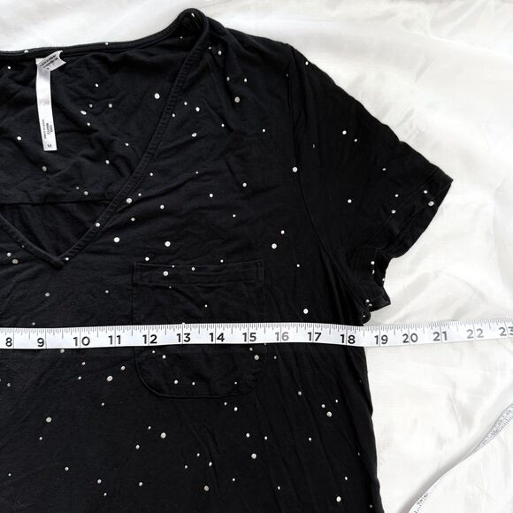 Soma Cool Nights Starry Sky Sleep Shirt Short Sleeve PJs Black Gold Polka Dots M - Picture 10 of 12